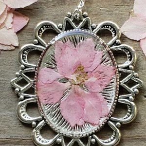 Large Real Flower Necklace Art Piece Unique Special Gift Chic Bohemian Floral …